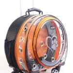 MİGNO Space Model Kedi Köpek Taşıma Çantası Fileli Şeffaf Turuncu