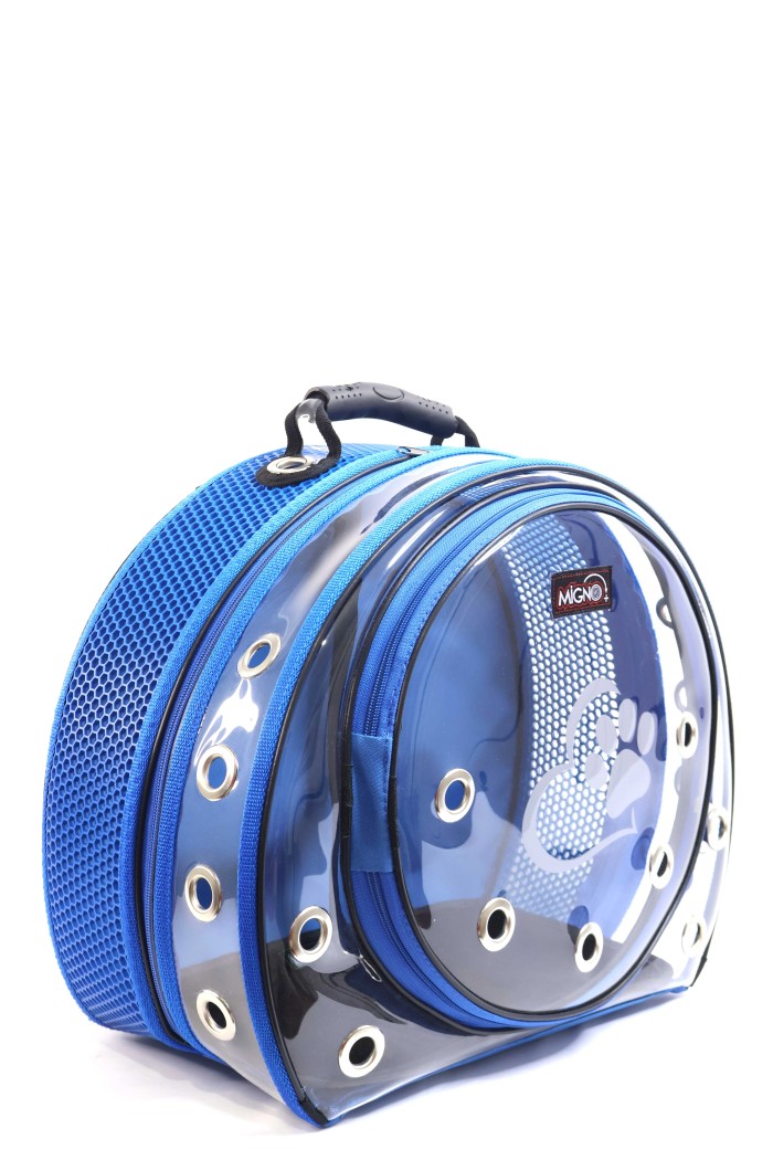 c434e4728ed53b5b9c9d1da841ded7bc.jpg MİGNO Astronot Model Kedi Köpek Taşıma Çantası Şeffaf Fileli Mavi - Görsel 1