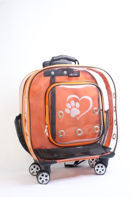 MİGNO Prestige Model Şeffaf Kedi Köpek Taşıma Çantaları Küçük - Turuncu