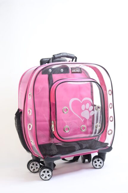 MİGNO Prestige Model Şeffaf Kedi Köpek Taşıma Çantaları Küçük - Pembe