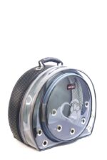 MİGNO Astronot Model Kedi Köpek Taşıma Çantası Şeffaf Fileli Siyah Gri