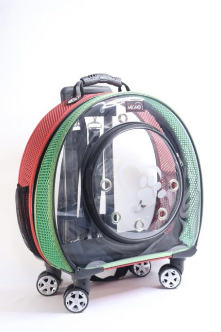 MİGNO Küçük Fileli Model Kedi Köpek Taşıma Çantası Yeşil - Kırmızı