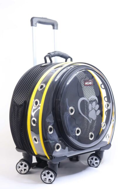 MİGNO Space Model Kedi Köpek Taşıma Çantası Fileli Şeffaf Sarı