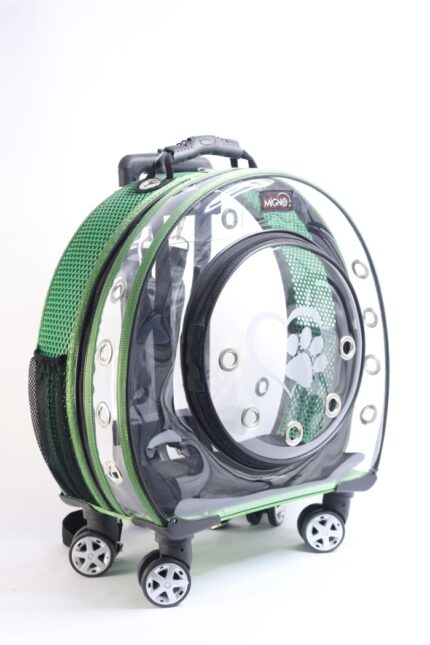 MİGNO Büyük Şeffaf - Fileli Model Kedi Köpek Taşıma Çantası Yeşil