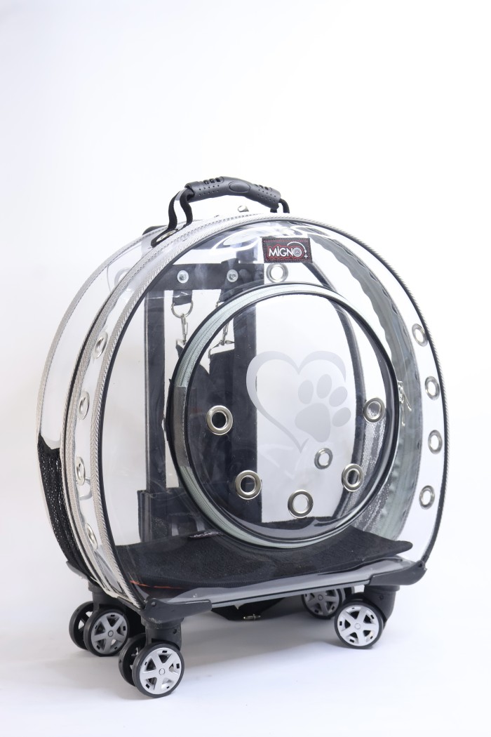 f7d0b748c4fb1cd337e0696199a2d65d.jpg MİGNO Büyük Şeffaf Model Kedi Köpek Taşıma Çantası Gri - Görsel 1